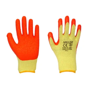 MillerHLLLatexCoatedGloves12pcsOrange3 Miller, Latex Coated Gloves, Yellow Color