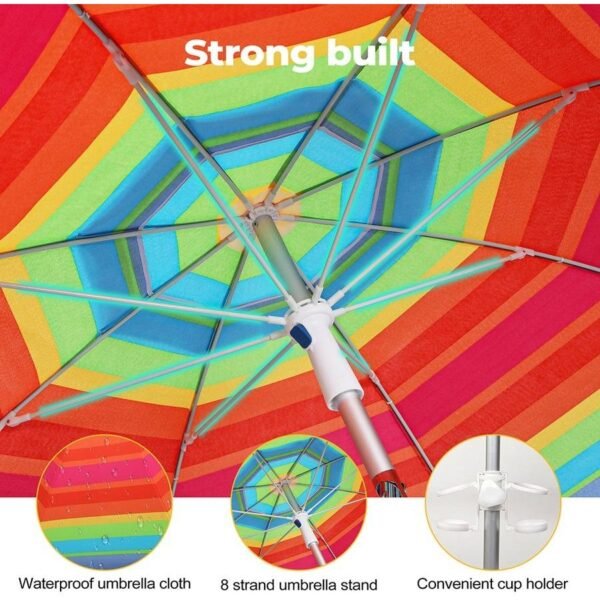 120878857420830 Beach Umbrella, Size: 2.2 Meters, Multi Color